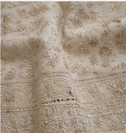Handwoven Banarasi fabric with ivory detail