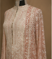 Jaal Chikankari Kurta in soft pink embroidery