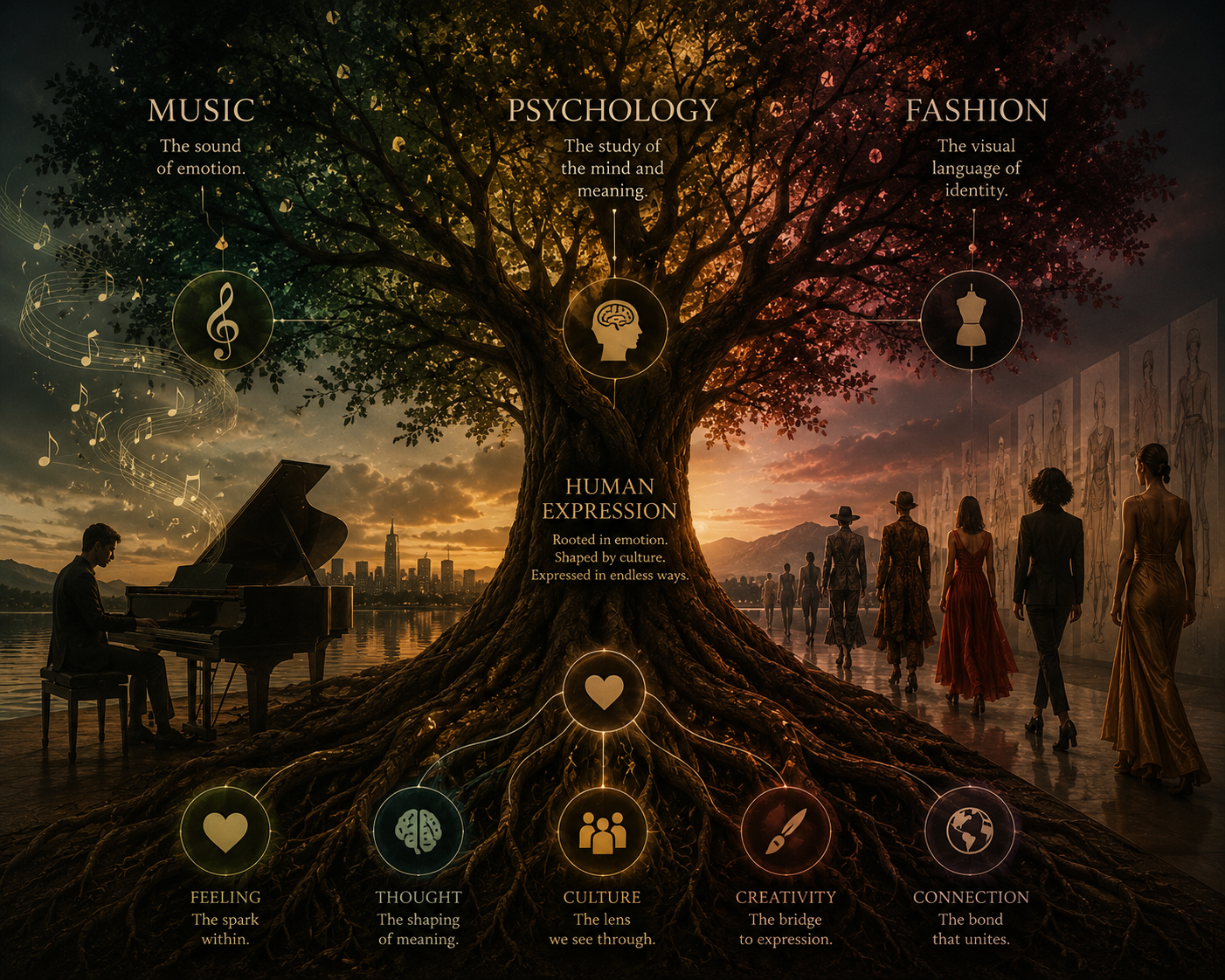 Music and fashion as one tree of identity, branches of sound, style, and psychology