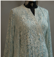 Pure Silk Angrakha in blue heritage silhouette