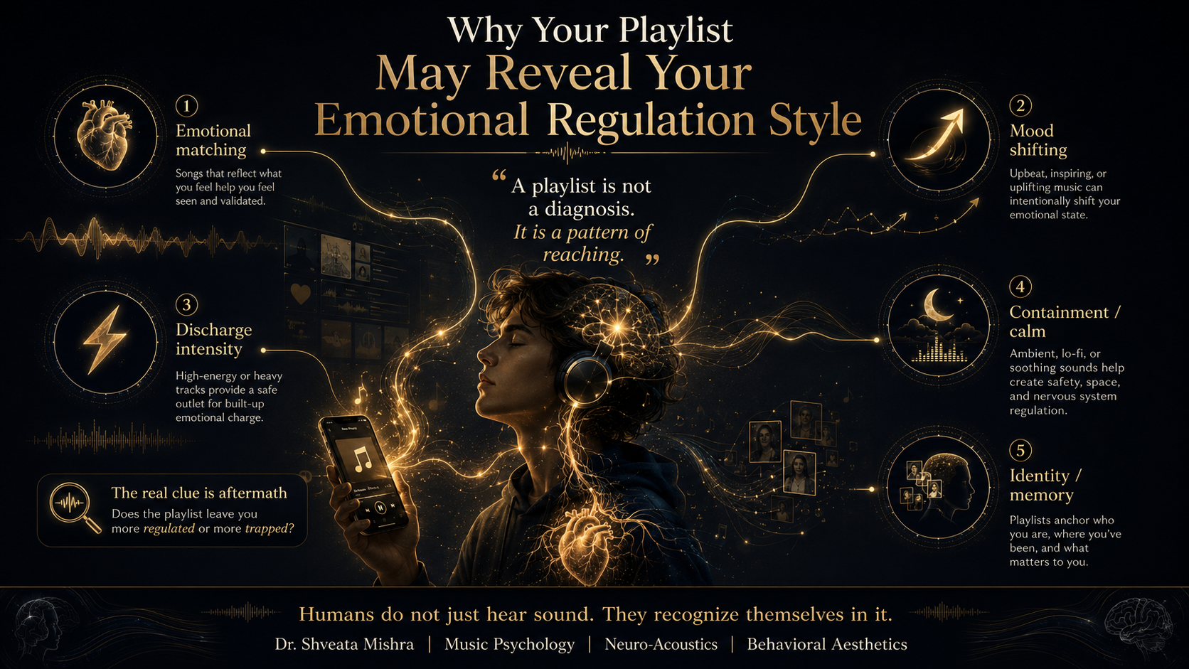 A personal music playlist on a phone screen, a quiet clue to your emotional regulation style