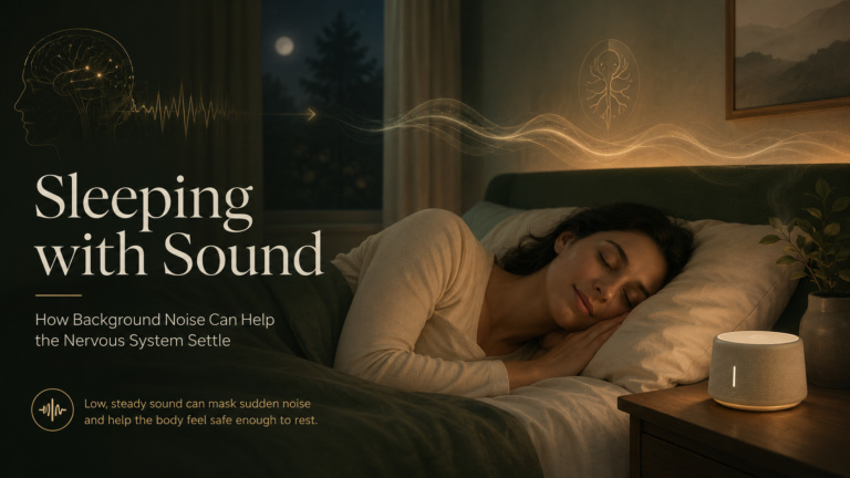 Neuro-acoustic illustration of sleeping with sound as soft background noise helps the nervous system settle