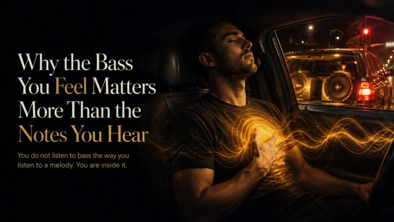 Neuro-acoustic illustration of bass in your chest, low frequency sound waves moving through a listener's body