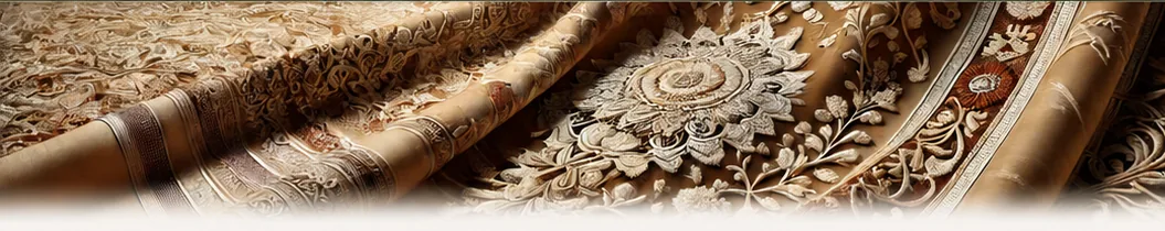Luxury chikankari wearable art, hand embroidered textile in warm gold tones