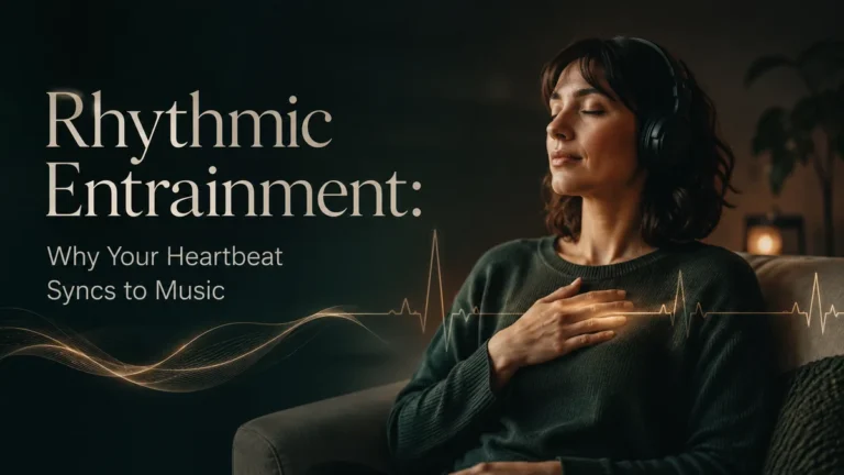 Neuro-acoustic illustration of how a heartbeat syncs to music through rhythmic entrainment