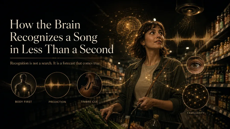 Neuro-acoustic illustration of how the brain recognizes a song, sound waves meeting a listening profile