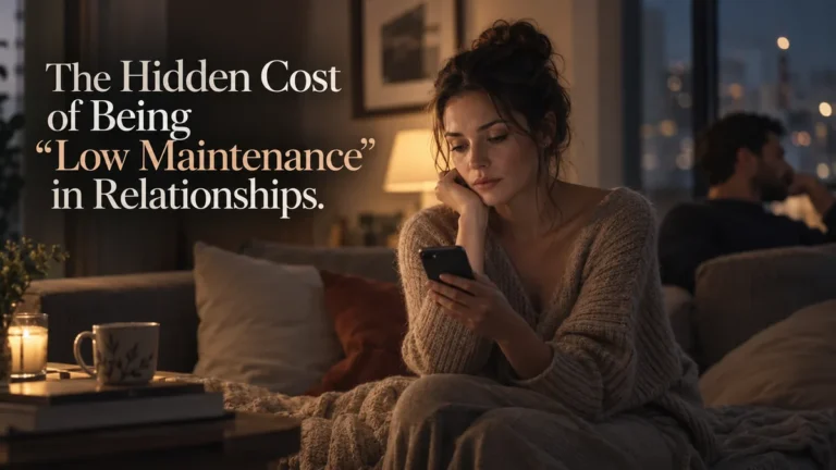 Illustration of the hidden cost of being low maintenance in relationships and staying quiet