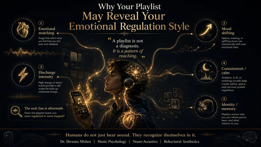 A personal music playlist on a phone screen, a quiet clue to your emotional regulation style